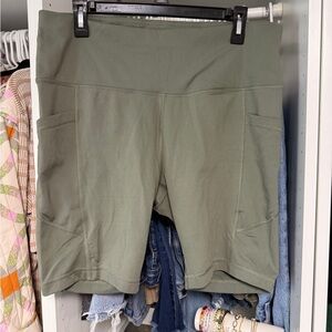 Velocity Olive Green Women's Bike Shorts with Side Pockets